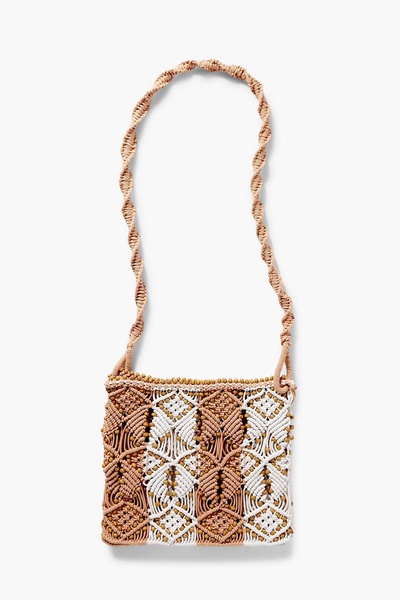 April bead-embellished striped macramé shoulder bag