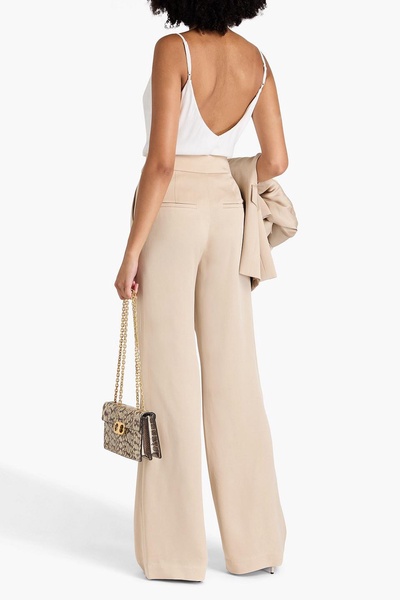 Robinne pleated satin-crepe wide-leg pants