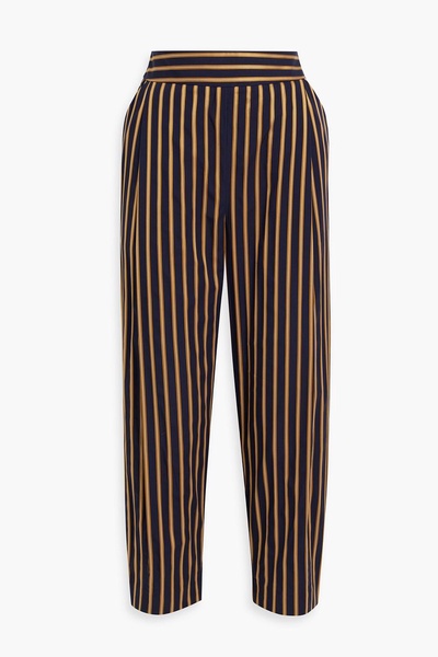 Serenity cropped striped cotton-poplin tapered pants