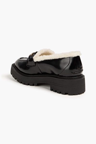 Laurs faux glossed-leather loafers