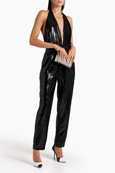 Hannah sequined stretch-mesh tapered pants