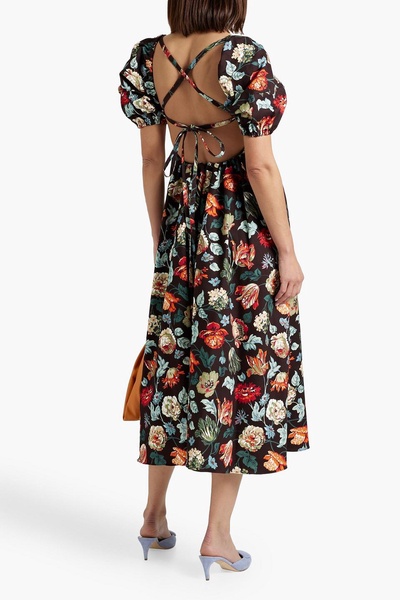 Floral-print cotton-twill midi dress