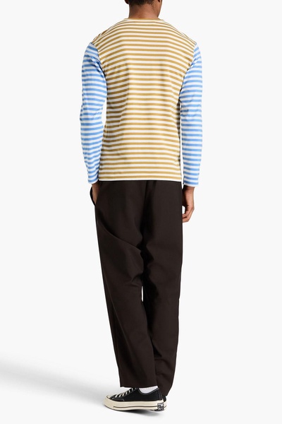 Appliquéd striped cotton-jersey T-shirt