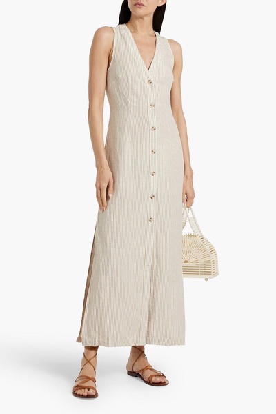 Striped linen and Lyocell-blend maxi dress