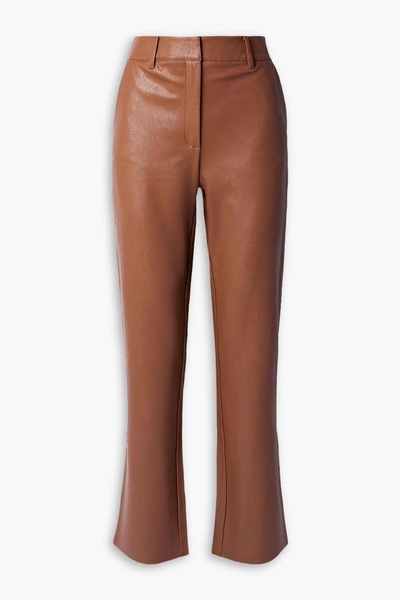 Faux stretch-leather straight-leg pants