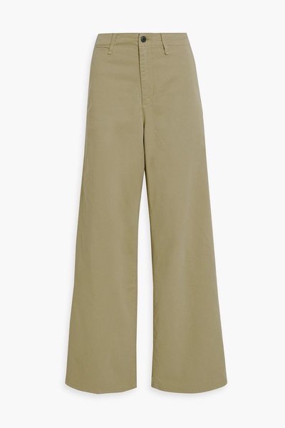 Cotton-blend twill wide-leg pants