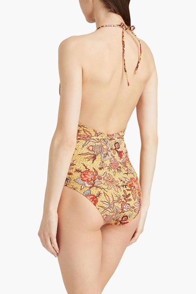 Annika printed halterneck swimsuit