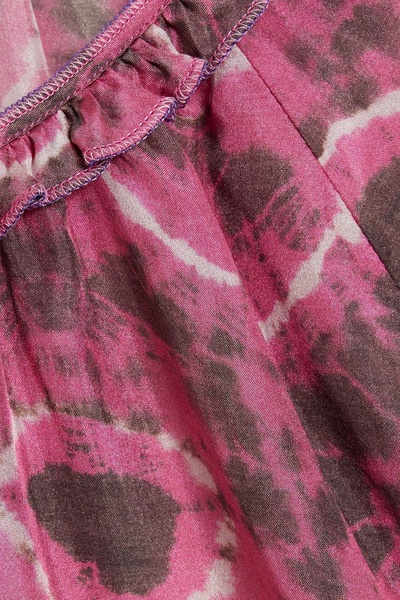 Gathered tie-dyed silk-crepe blouse