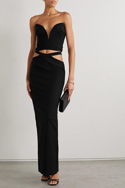 Cutout crepe maxi skirt