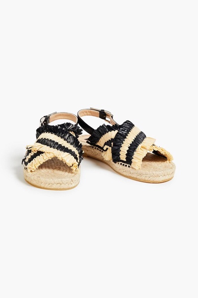 Kauai leather and raffia espadrille slingback sandals