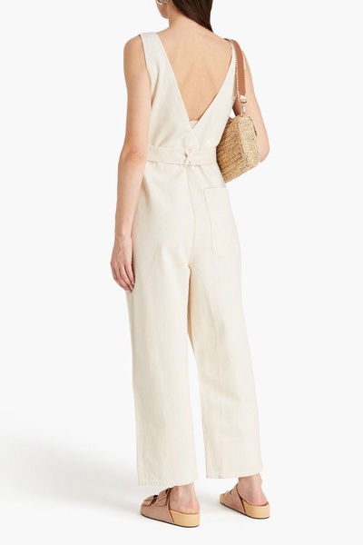 Belted denim jumpsuit