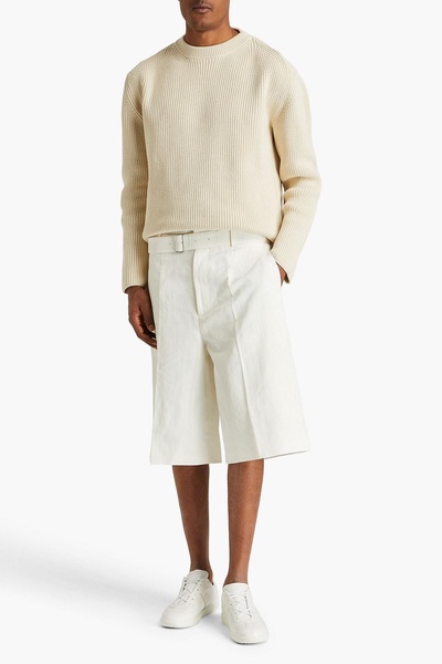 Belted linen shorts