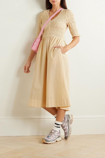 Juni smocked cotton midi dress