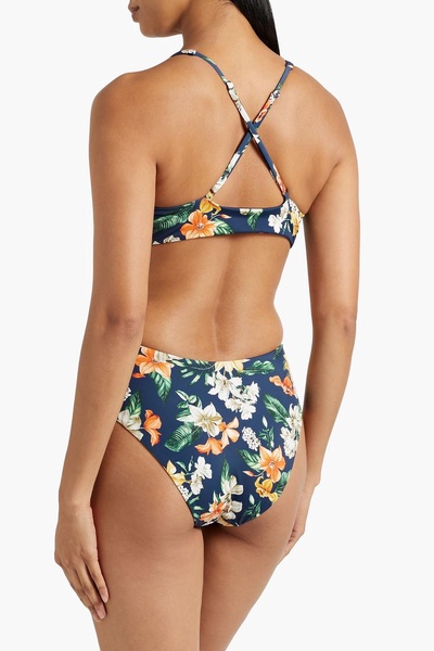 Cutout floral-print swimsuit