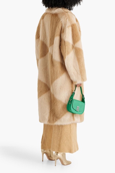 Genevieve checked faux fur coat