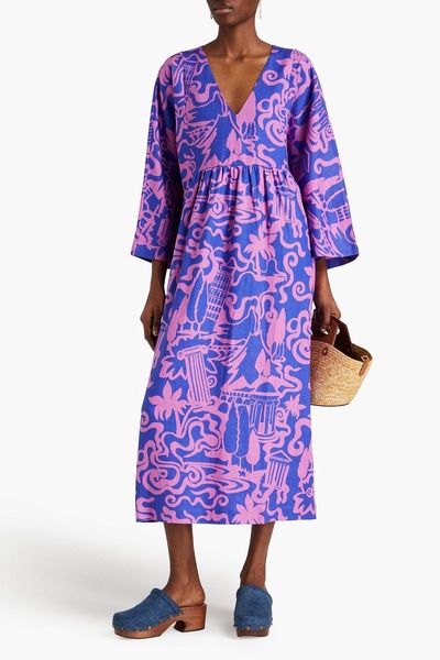 Aviva printed hemp midi dress