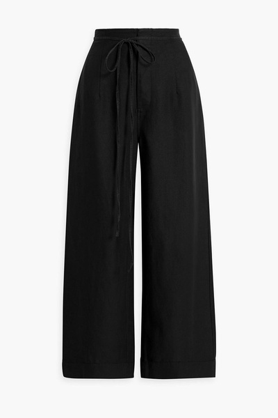 Linen and Lyocell-blend wide-leg pants