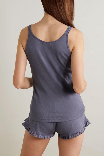 Raisa Raffaela ribbed Pima cotton-jersey tank and shorts set