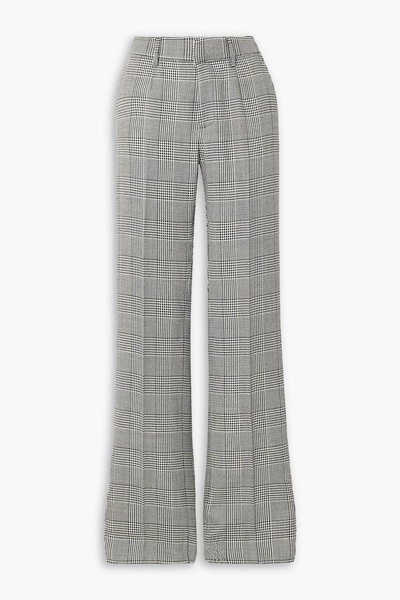 Pleated Prince of Wales checked wool straight-leg pants