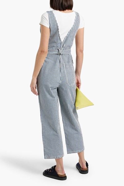 Cropped striped denim jumpsuit