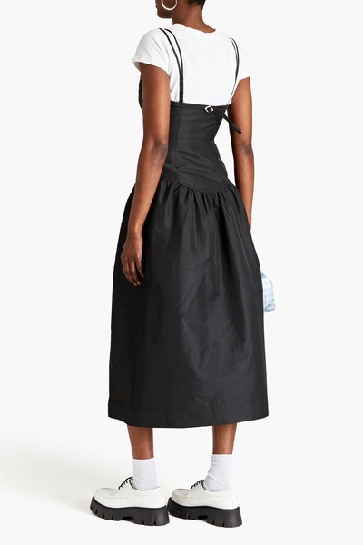 Gathered taffeta midi dress