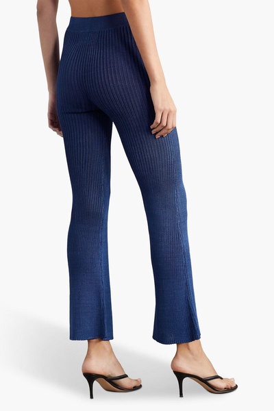 Ribbed-knit flared pants