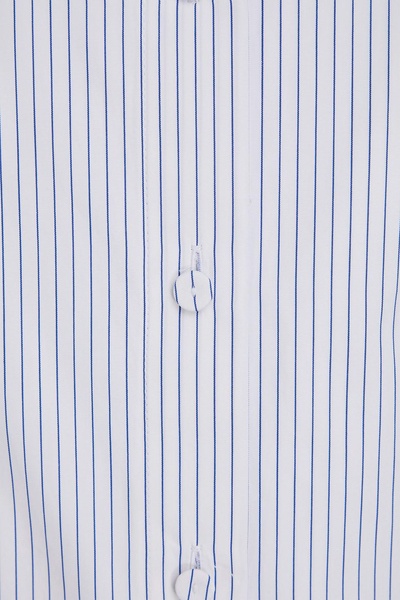 Pleated striped cotton-poplin blouse