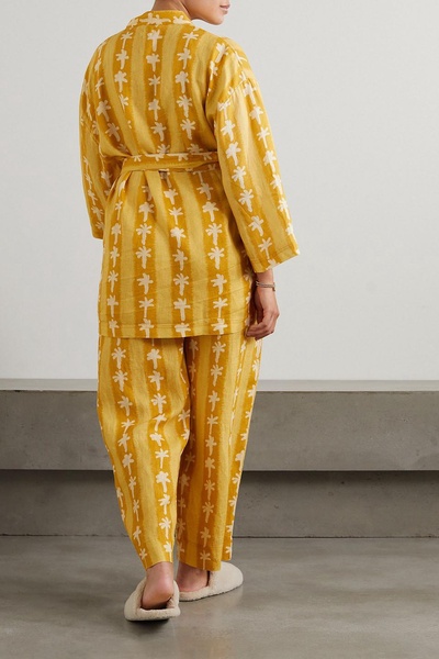 Printed linen pajama set