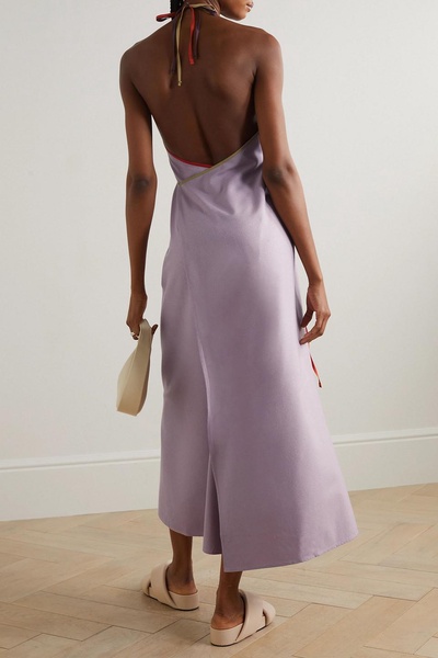 Mar open-back silk halterneck maxi wrap dress