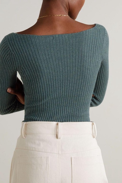 Meg ribbed cotton-blend top