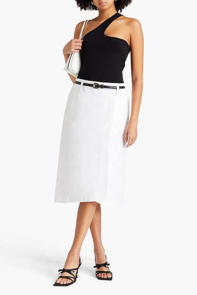 Wrap-effect cotton skirt