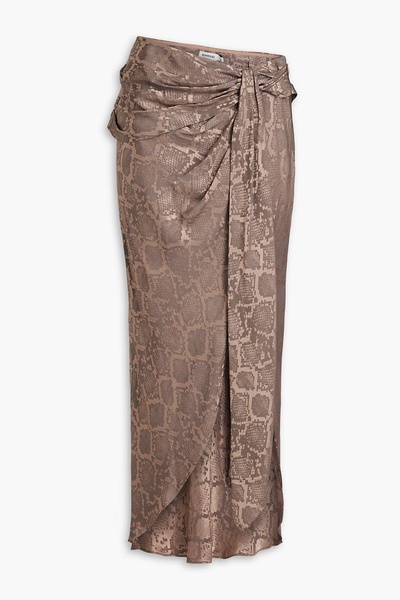 Elisabetta draped snake-print satin-jacquard maxi skirt