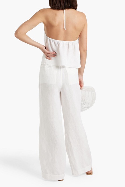 Linen and Lyocell-blend wide-leg pants