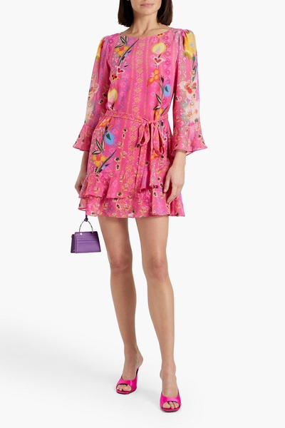 Marissa tiered printed silk-chiffon mini dress