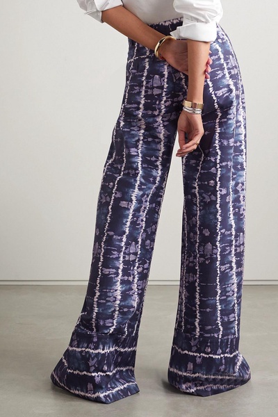 Hency tie-dyed cotton-blend wide-leg pants