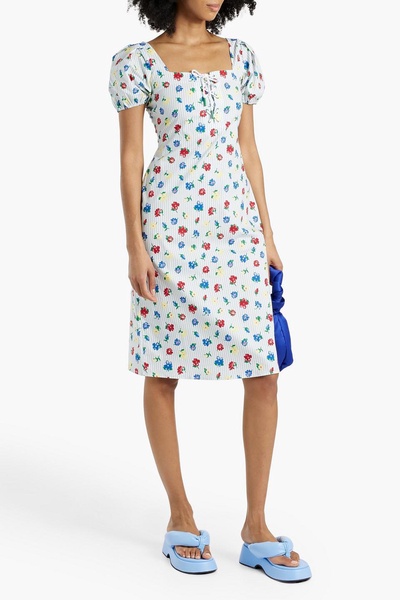 Nadia printed cotton-blend poplin dress