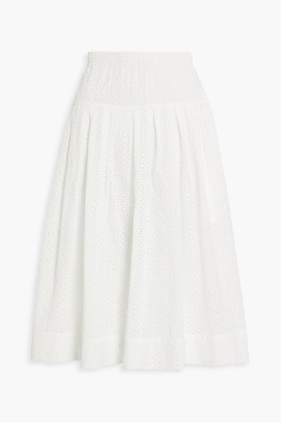 June pleated broderie anglaise cotton midi skirt