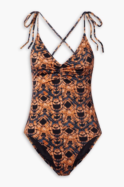 Dali ruched printed swimsuit