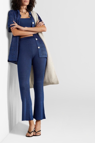 Ribbed-knit flared pants