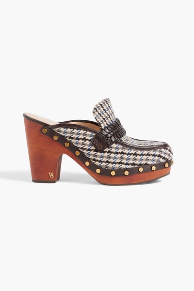 Delia leather-trimmed tweed platform clogs