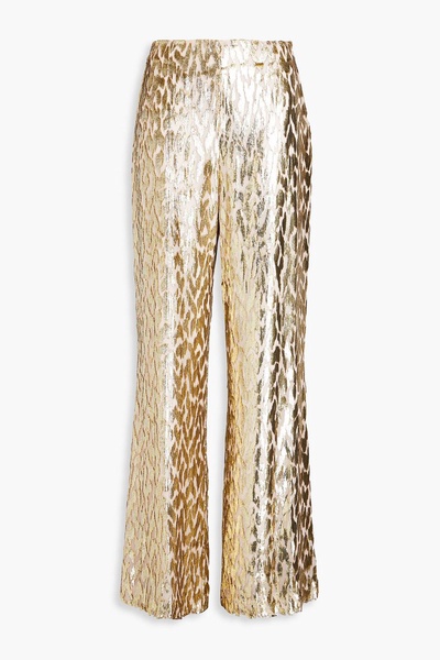 Shivon metallic fil coupé Lurex and silk-blend wide-leg pants