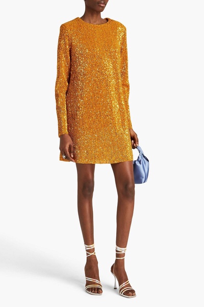 Odis sequined plissé-jersey mini dress