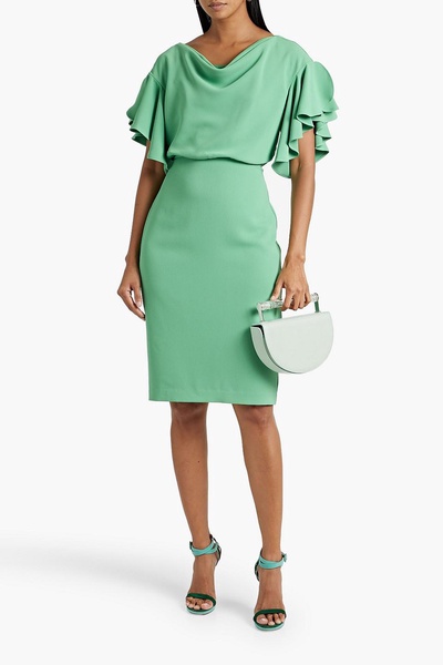 Ruffled draped crepe dress