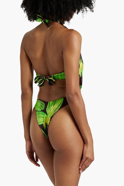 Cutout printed halterneck swimsuit