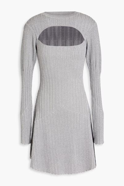 Sully cutout metallic ribbed-knit mini dress