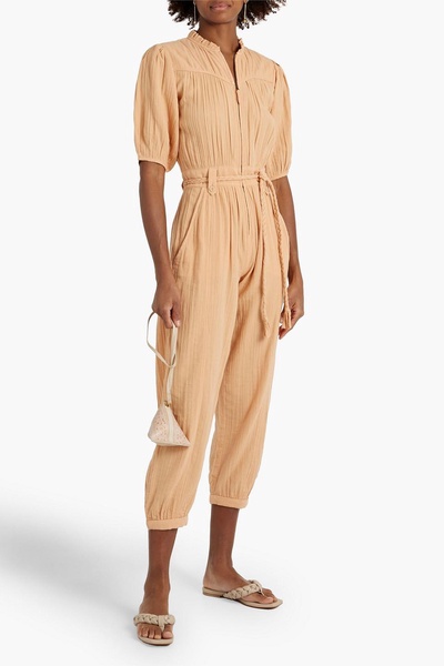 Loomis cropped gathered cotton-gauze jumpsuit