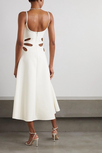 Cutout twill midi dress