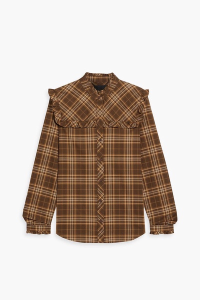 Celina ruffled checked cotton blouse