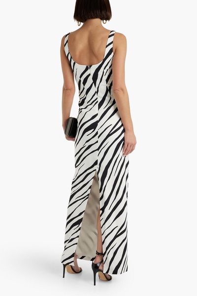 Aaliyah zebra-print cady maxi dress