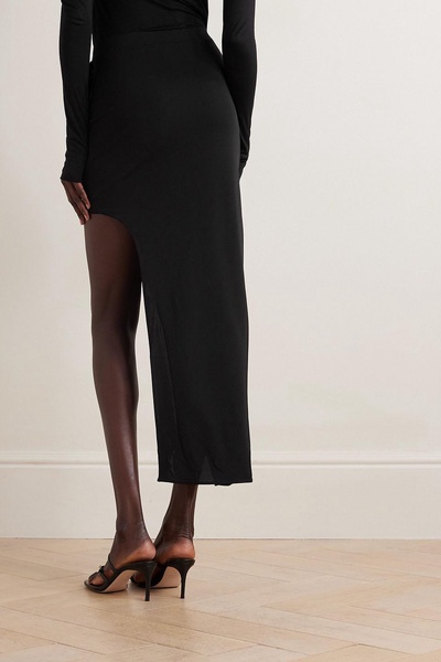 Draped asymmetric stretch-jersey skirt